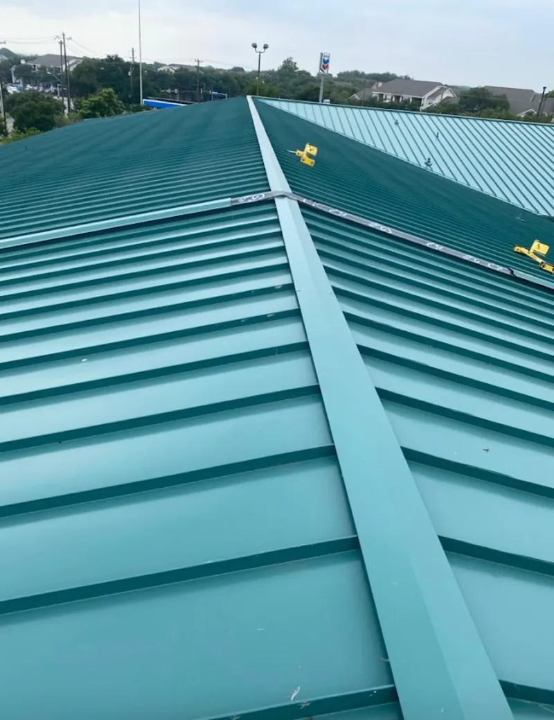 Green commercial metal roof ridge and valley for Metal Roof Repair in American Fork